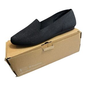 NIB Weestep Black Fabric Loafers Women’s Size 9.5 Flats Slip On Smoking Loafer